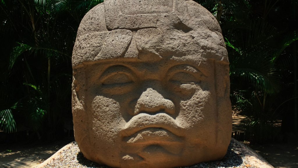 olmecs face statue