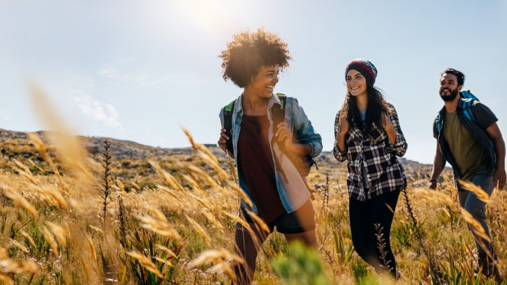 Group of friends on country walk