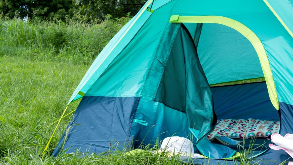 tent on a grassy ground