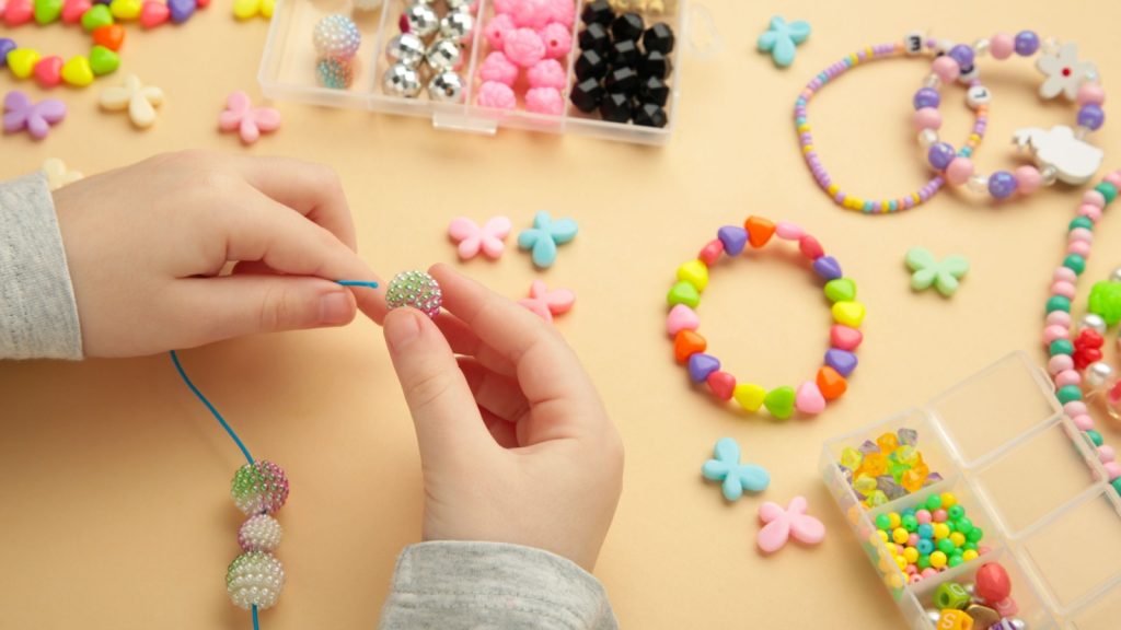 Kids handmade beaded jewelry. 