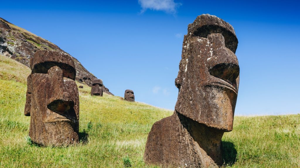 two Moai statues in Easter Island