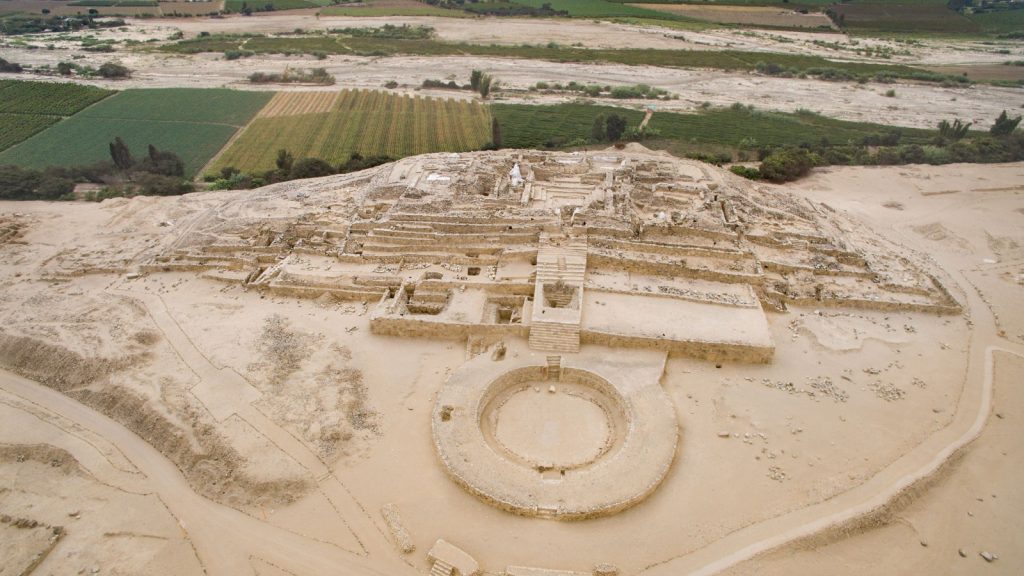 Aerial view of Caral city