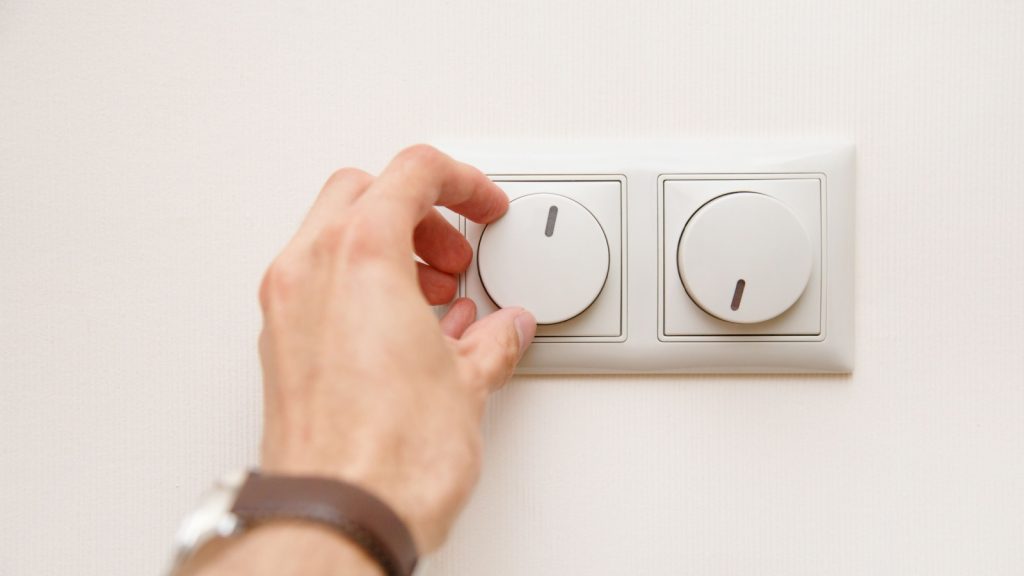 turning down electrical light dimmer switch