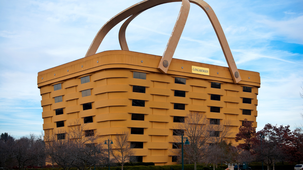 The unique basket shaped Longaberger Company home office building