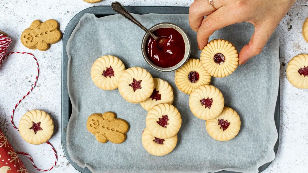 cookies with a dip served on a platter