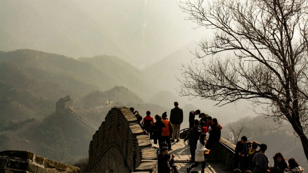 people walking on great wall of china