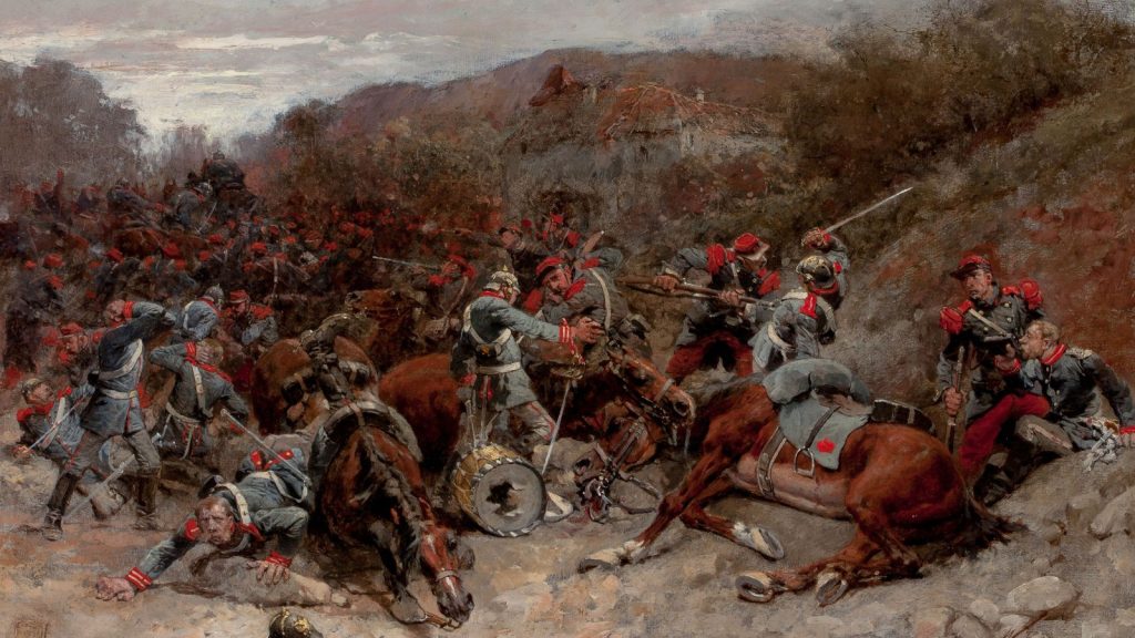 painting battle scene from the Franco-Prussian War