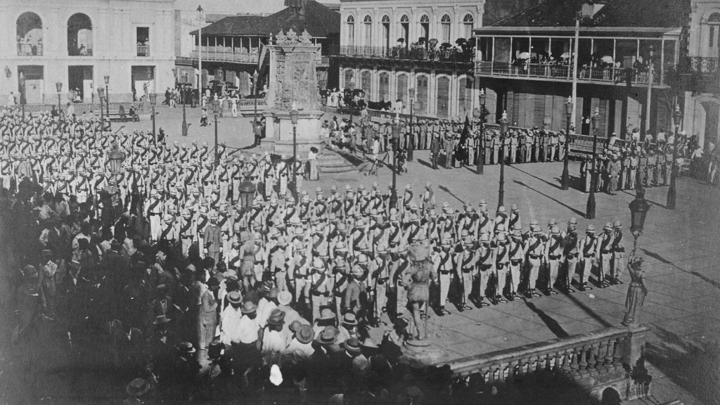 Spanish troops lined up