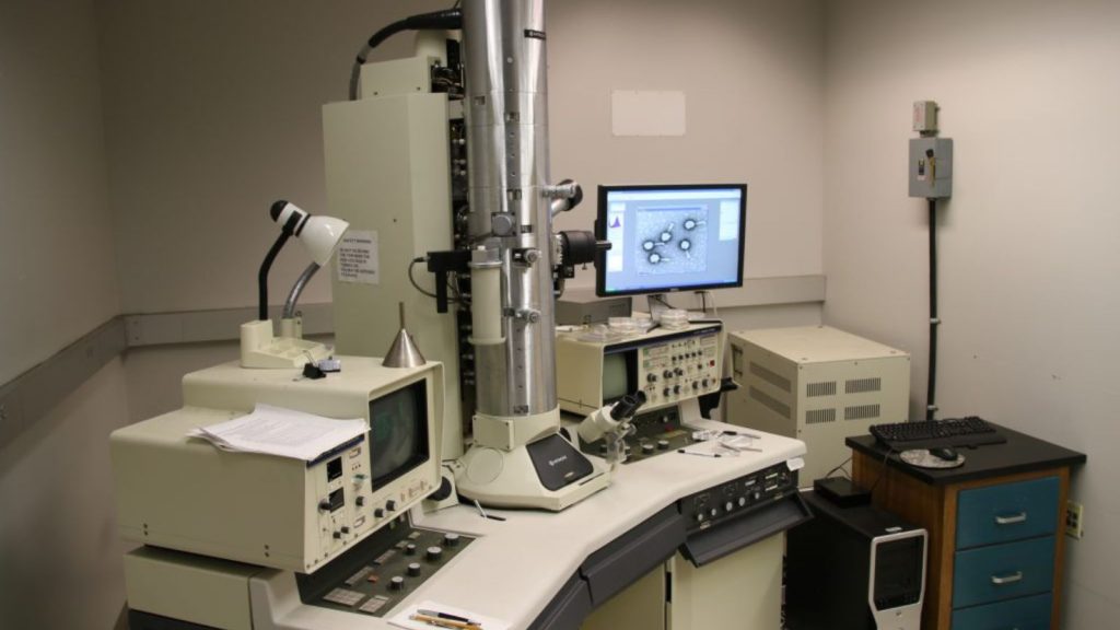 a working electron microscope in a room