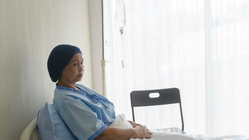 old woman in hospital