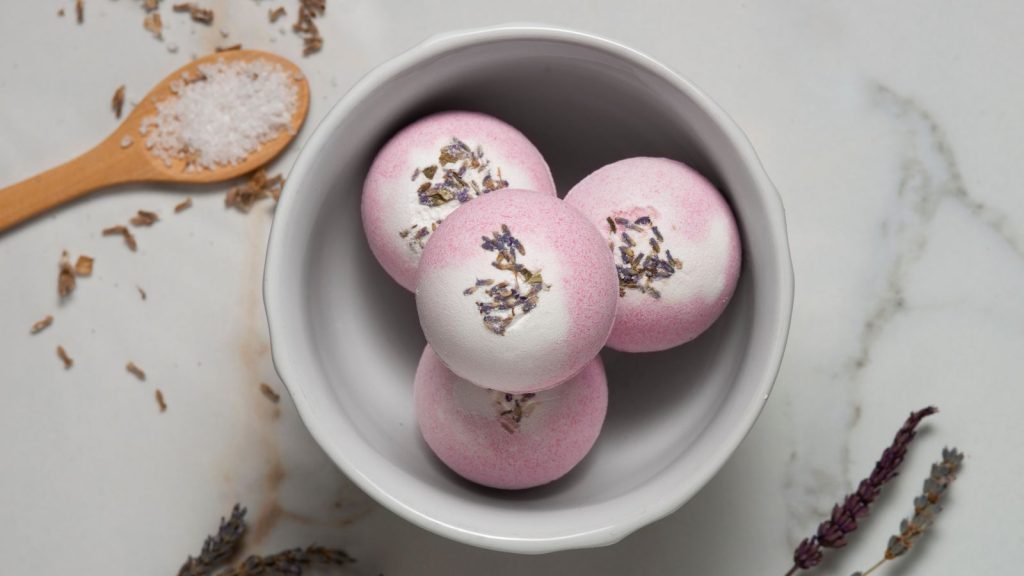 Homemade Bath Bombs in a bowl.