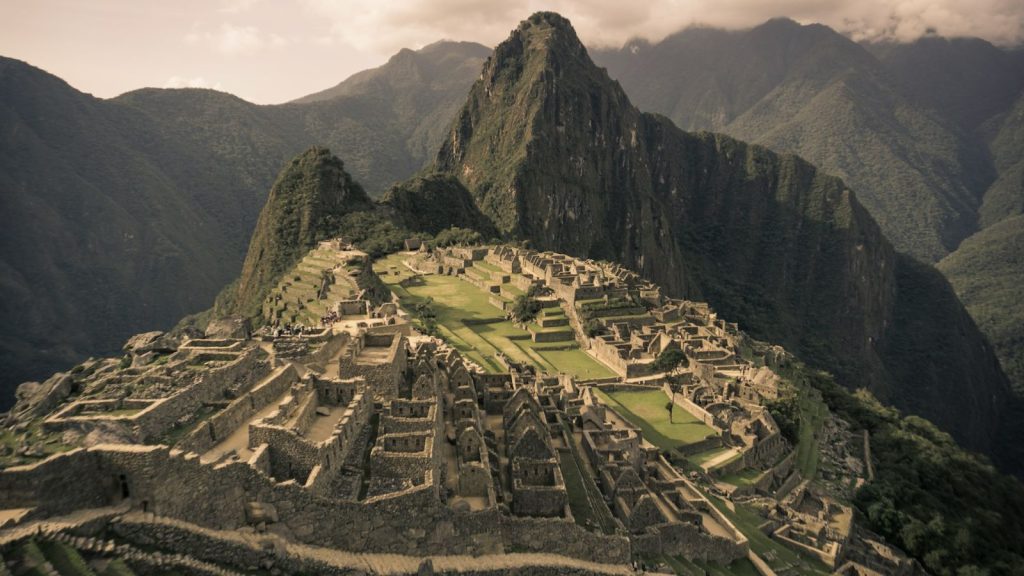 Machu Picchu in the Andes Mountains