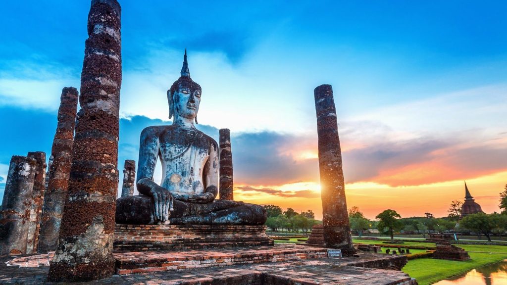 large Buddha statue in in Sukhothai, Thailand