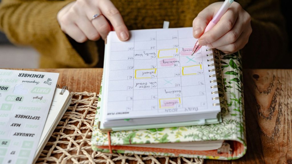 woman checking schedule