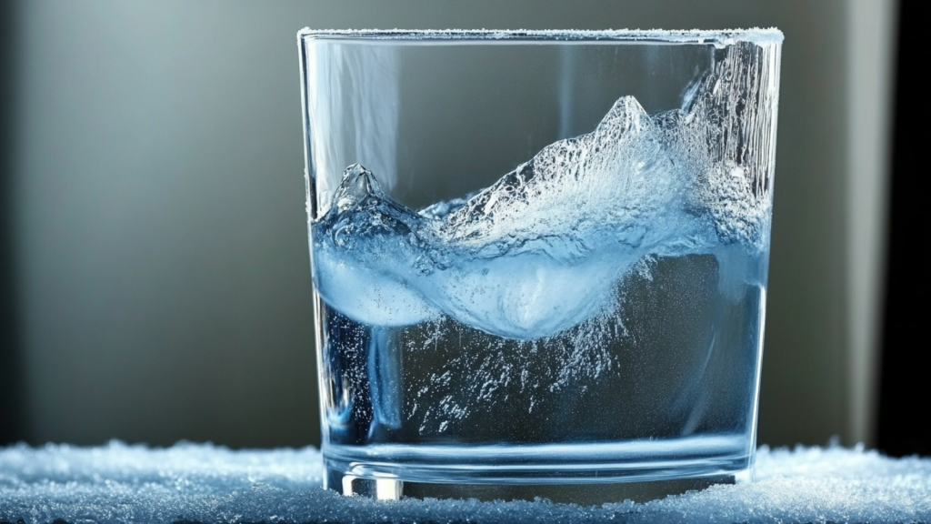 a water in a glass that remains liquid below freezing point