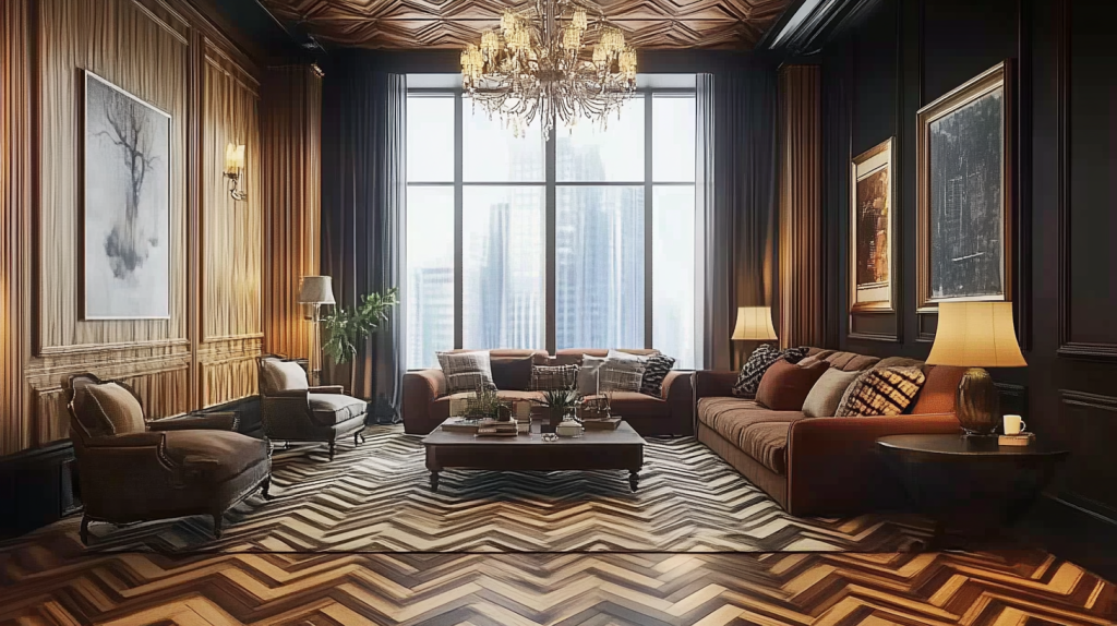 Chevron-Pattern Living Room 